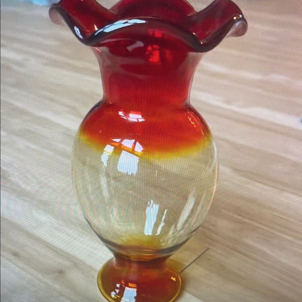 Red and Orange Glass Vase
